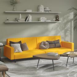 vidaXL Canapea extensibilă cu 2 locuri, galben, catifea (375944) Canapea