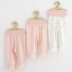 New Baby Set 3 piese, New Baby, Classic II, Include 3 perechi de pantalonasi cu botosei, Marime 50, Din bumbac 100%, Pink (54225)