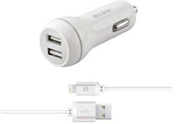 S-Link Autós töltő SW-C530 (2db USB, 5V/2.1A, 5W, Micro USB, 100cm adat+töltőkábel, fehér) (17524) (17524)