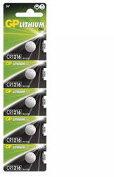 GP Batteries Lítium elem, CR1216, CR1216, 3V, GP, buborékcsomagolás, 5 darabos csomagolásban