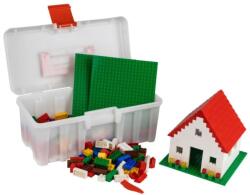 Q-BRICKS ® 400 db-os piacvezető építőjátékokkal kompatibilis építőkocka készlet - Házikó alapszínekben + tárolódoboz