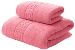 Ralex Pucioasa Set 2 prosoape baie 70x140 cm si 50x90 cm Bumbac 100%, Greek Border 500 grame/mp, Roz Prosop