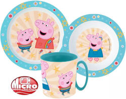 Nickelodeon Peppa malac Kindness étkészlet, micro műanyag szett 350 ml-es bögrével