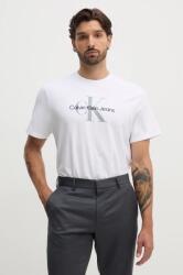 Calvin Klein Jeans pamut póló fehér, férfi, nyomott mintás, 00040EM289 - fehér XL