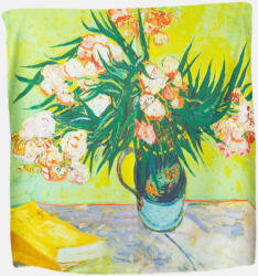 Shopika Esarfa patrata cu o singura fata imprimata cu model inspirat dupa un tablou cu flori de Van Gogh