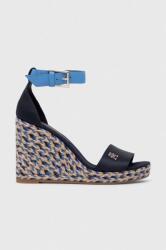 Tommy Hilfiger szandál COLORFUL HIGH WEDGE SATIN SANDAL sötétkék, FW0FW07914 - sötétkék Női 41