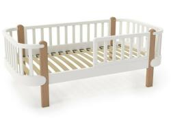 YappyKids Patut din lemn junior, 160x80 cm, cu bariera de protectie, din lemn de fag, alb, yappykids, yappyetude