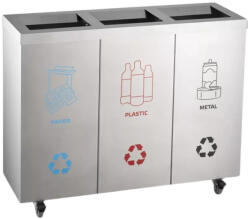Dayco Metal rozsdamentes acél szelektív hulladékgyűjtő 3 részes 3x53L (DMT71G)