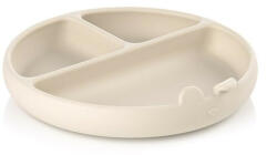 Jane Farfurie BLW, Din silicon, Cu ventuze, 17 x 17 x 4 cm, BPA Free, Sand (8420421089521) Set pentru masa bebelusi