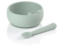 Jane Set de masa, Jane, Din silicon, 2 piese, Cu bol si lingurita, BPA Free, Mint (8420421089330) Set pentru masa bebelusi