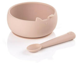 Jane Set de masa, Jane, Din silicon, 2 piese, Cu bol si lingurita, BPA Free, Pale (8420421089323) Set pentru masa bebelusi