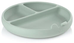 Jane Farfurie BLW, Din silicon, Cu ventuze, 17 x 17 x 4 cm, BPA Free, Mint (8420421089354) Set pentru masa bebelusi
