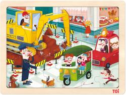 Toi World Puzzle pentru copii Toi World - Masini de constructii, 24 piese (TWTP016)