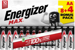 Energizer Max Alkáli Ceruza Elem AA B8+4 /12db EMAAB8+4N 7638900437799 (EMAAB8+4N)