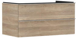 Hansgrohe Xelu Q Konzolos két fiókos mosdószekrény 980/550 mosdótálakhoz, króm fogantyú/természetes tölgy 54080000 (54080000)