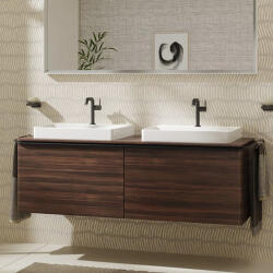 Hansgrohe Xelu Q Dupla Konzolos mosdószekrény 1560/550 mosdótálakhoz, matt fekete fogantyú/sötét dió 54073670 (54073670)