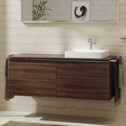 Hansgrohe Xelu Q Dupla Konzolos mosdószekrény 1360/550 mosdótálakhoz, króm fogantyú/sötét dió 54069000 (54069000)