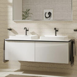 Hansgrohe Xelu Q Dupla Konzolos mosdószekrény 1560/550 mosdótálakhoz, matt fekete fogantyú/magasfényű fehér 54070670 (54070670)