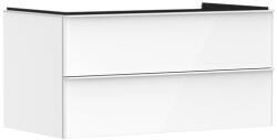 Hansgrohe Xelu Q Konzolos két fiókos mosdószekrény 980/550 mosdótálakhoz, matt fehér fogantyú/magasfényű fehér 54078700 (54078700)