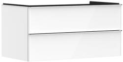 Hansgrohe Xelu Q Konzolos két fiókos mosdószekrény 980/550 mosdótálakhoz, króm fogantyú/magasfényű fehér 54078000 (54078000)