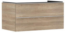 Hansgrohe Xelu Q Konzolos két fiókos mosdószekrény 980/550 mosdótálakhoz, matt fehér fogantyú/természetes tölgy 54080700 (54080700)