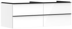 Hansgrohe Xelu Q Konzolos mosdószekrény négy fiókkal 1360/550 mosdótálakhoz, matt fekete fogantyú/magasfényű fehér 54086670 (54086670)