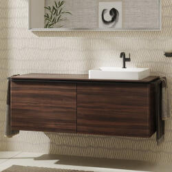 Hansgrohe Xelu Q Dupla Konzolos mosdószekrény 1360/550 mosdótálakhoz, matt fekete fogantyú/sötét dió 54069670 (54069670)