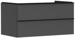 Hansgrohe Xelu Q Konzolos két fiókos mosdószekrény 980/550 mosdótálakhoz, matt fekete fogantyú/matt szürke gyémánt 54079670 (54079670)