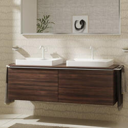 Hansgrohe Xelu Q Dupla Konzolos mosdószekrény 1560/550 mosdótálakhoz, matt fehér fogantyú/sötét dió 54073700 (54073700)