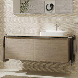 Hansgrohe Xelu Q Dupla Konzolos mosdószekrény 1360/550 mosdótálakhoz, króm fogantyú/természetes tölgy 54068000 (54068000)