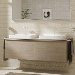 Hansgrohe Xelu Q Dupla Konzolos mosdószekrény 1560/550 mosdótálakhoz, matt fehér fogantyú/természetes tölgy 54072700 (54072700)