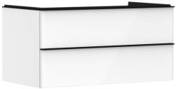 Hansgrohe Xelu Q Konzolos két fiókos mosdószekrény 980/550 mosdótálakhoz, matt fekete fogantyú/magasfényű fehér 54078670 (54078670)