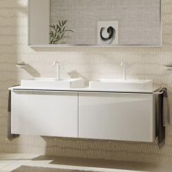 Hansgrohe Xelu Q Dupla Konzolos mosdószekrény 1560/550 mosdótálakhoz, matt fehér fogantyú/magasfényű fehér 54070700 (54070700)