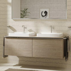 Hansgrohe Xelu Q Dupla Konzolos mosdószekrény 1560/550 mosdótálakhoz, króm fogantyú/természetes tölgy 54072000 (54072000)