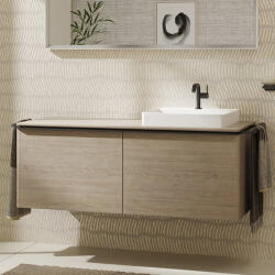 Hansgrohe Xelu Q Dupla Konzolos mosdószekrény 1360/550 mosdótálakhoz, matt fekete fogantyú/természetes tölgy 54068670 (54068670)