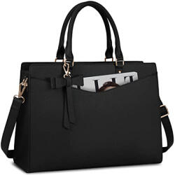 Dollcini Dollcini, női laptoptáska, stílusos válltáska, elegáns kézitáska, vízálló, könnyű műbőr, nagy kapacitású - Fekete (435201)