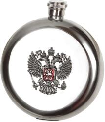 TifanTEX Butelcă rotundă cu emblemă rusească (Butelcă alcool din oțel) (3367F6)