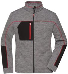 James & Nicholson Női fleece pulóver JN1817 - Sötétszürke melírozott / fekete / piros | XL (1-JN1817-1799768)