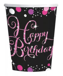  Happy Birthday Pink papír pohár 8 db-os 250 ml (DPA990057366) - oliviashop