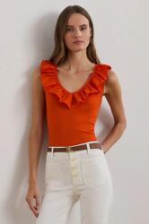 Lauren Ralph Lauren pamut top narancssárga, 200957654 - narancssárga L