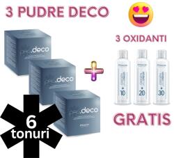 Pro.co Set 3 pudre decolorante 6 tonuri PROCO + 3 oxidanti GRATIS (C7491-7425)