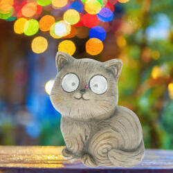 D&D Cuki napelemes macska figura fa hatású 15 cm 2 db led kültéri dekoráció (DD66836)