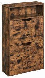 LEOBERT Dulap pentru depozitare incaltaminte, pantofar, Artool, pal, maro rustic, 2 sertare, 1 raft, 60x24x102 cm (2431_1) Pantofar