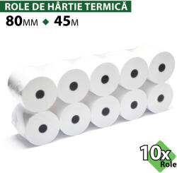 ROLTECH Rola hartie termica ROLTECH, 80mm x 45m, tub 12mm, 48g, 10 role/pachet