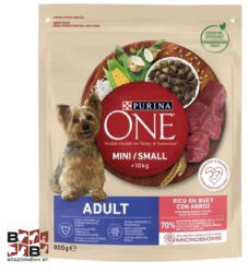 Nestlé Purina Purina One Mini/Small Adult száraz kutyaeledel marhával és rizzsel 800 g (BBT164)
