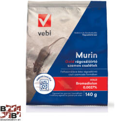  Vebi Murin Gold rágcsálóirtó szemes csalétek, patkány és egér elleni hatékony irtószer, 140 g (IRMUG140VBBM)