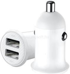 BlackBird Autós Szivargyújtós Adapter 2xUSB + beépített Micro USB kábel (fehér) (BH1590) (BH1590)