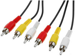 PremiumCord 3db RCA - 3db RCA kompozit video kábel 2m (KJACKCMM3-2) (KJACKCMM3-2)