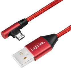 LogiLink Cablu USB 2.0 USB-A/M - Micro-USB/M 90 , material textil, metal, 1 m