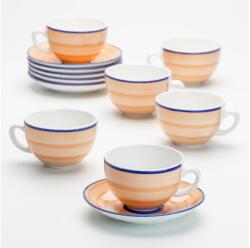 Výrobce po 1 ks 6 részes kerámia teáscsésze készlet, narancs-kék színben (KK10913)